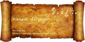 Vanyek Ágnes névjegykártya