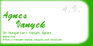 agnes vanyek business card